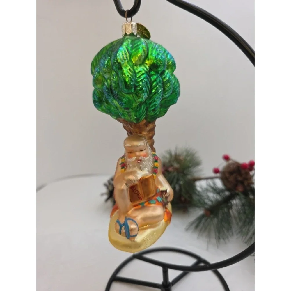 Christopher Radko Holiday Dreamin Santa Palm Tree Christmas Ornament 6